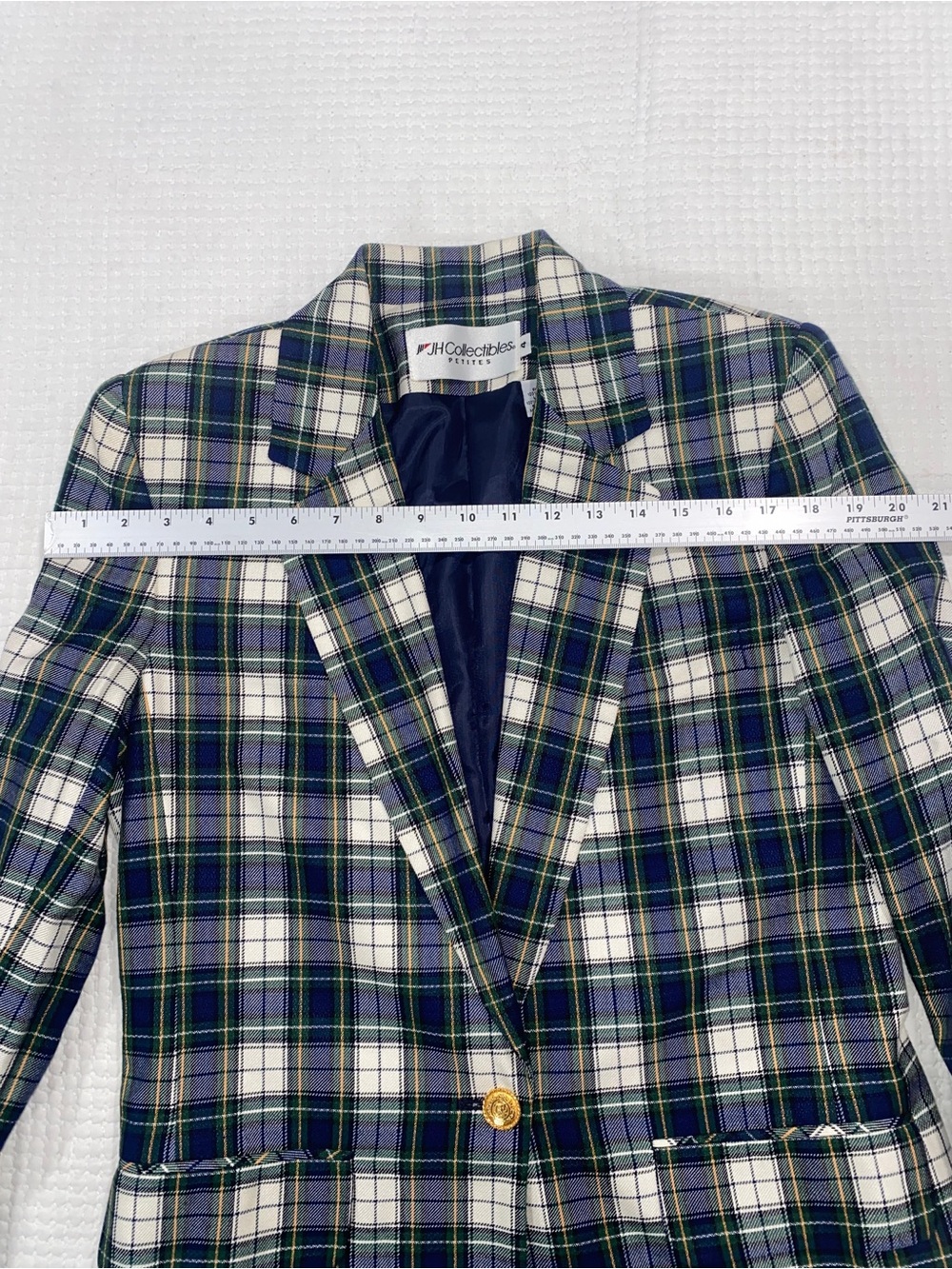 JH Collectibles Plaid Blazer Women Petite 4 Blue Green Tartan Preppy‎ Vintage - Picture 6 of 11